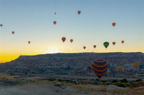 Hot Air Balloons At Sunrise In Cappadocia Editorial Photo Image Of