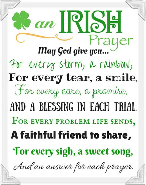 An Irish Prayer Free Printable For St Patricks Day