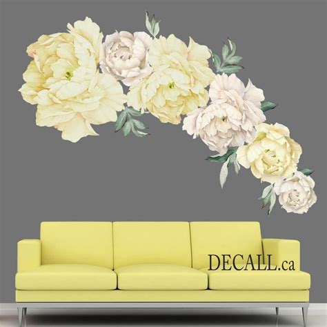 Peony Flower Wall Stickers Vintage Watercolour Peel And Etsy In 2021