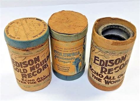 THOMAS A EDISON WAX CYLINDER PHONOGRAPH RECORDS LOT OF 3 VARIOUS SONGS