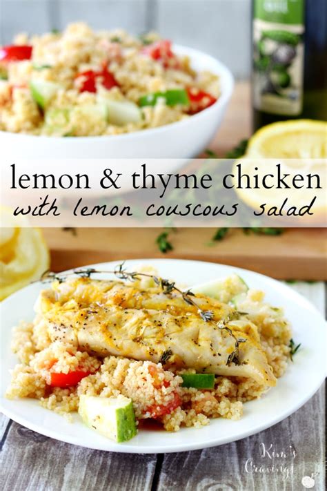 · this mediterranean chicken couscous salad is a complete light meal in a bowl that tastes even better the next day, after the flavors have the chance to meld. Lemon and Thyme Chicken with Lemon Couscous Salad - Kim's ...