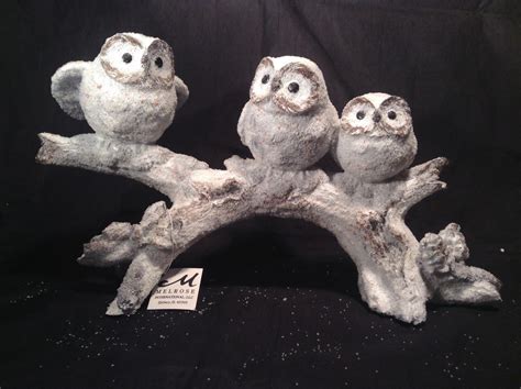 Three Owls Sitting On Tree Branch Decoration Owls