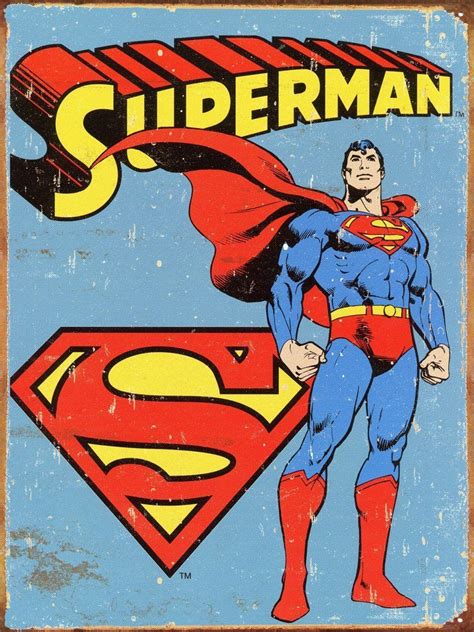 Superman Retro Vintage Tin Sign Comics Vintage Superman Dibujo