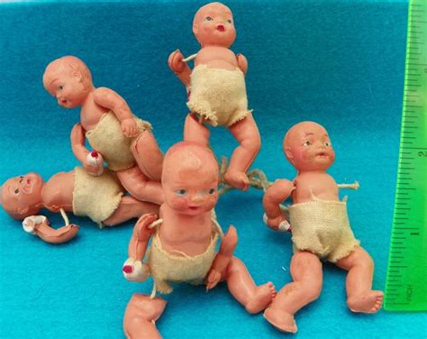 Vintage Rare Dionne Quintuplets Celluloid Baby Dolls 1930s Japan