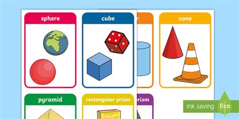 3d Shapes With Real World Examples Flashcards Twinkl
