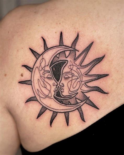 Sun And Moon Tattoo Line Drawing Tattoos Tattoo Shading Tattoo