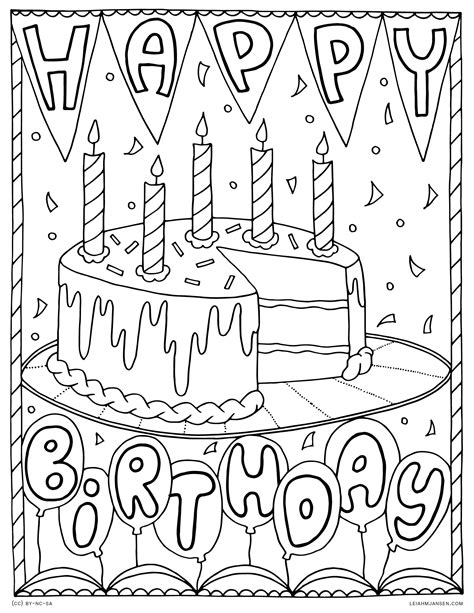 Free printable happy birthday coloring page