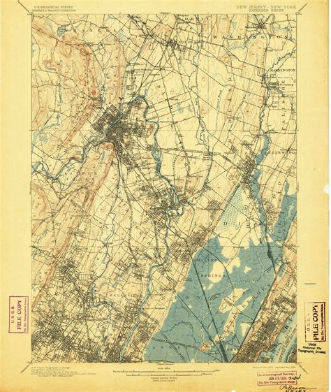Paterson New Jersey 1903 1904 Usgs Old Topo Map 15x15 Quad Old Maps