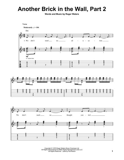 Another Brick In The Wall Part 2 By Pink Floyd Guitar Tab Play Along