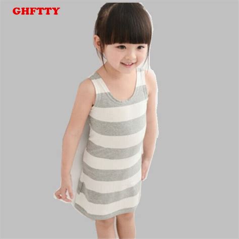 2017 Baby Girls Sleeveless Dress Korean Princess T Shirt Striped Dress