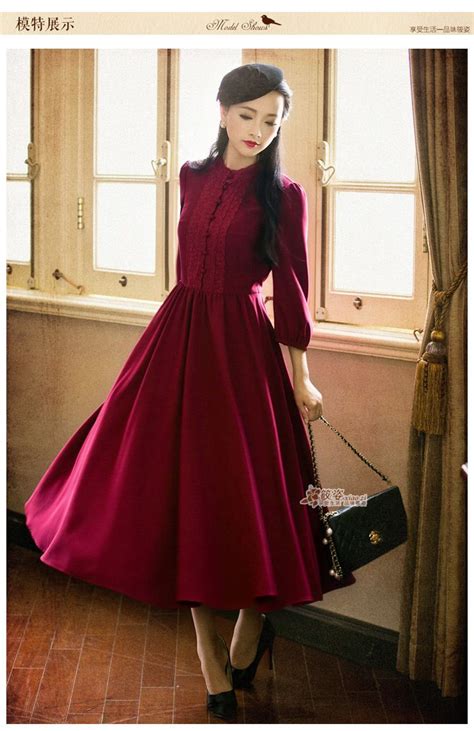 Classic Clothing Demon Style 2015 Autumn Vintage Womens Elegant Classic Swing Hem