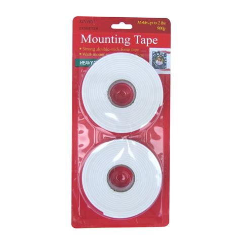 2 Pack White Double Sided Adhesive Foam Wall Mount Tape Sticky Tack