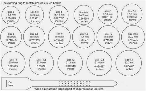Womens And Mens Ring Size Chart