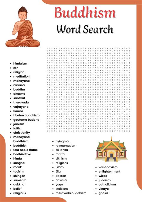 Buddhism Word Search Puzzle Worksheet Activities For Kids Made By