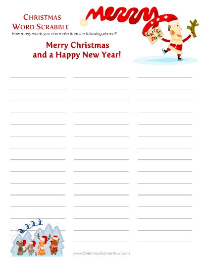 Merry Christmas Word Scrabble Printable Christmas Games Printable