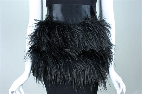 carolyne roehm one shouldered cocktail dress with ostrich feather trim for sale at 1stdibs