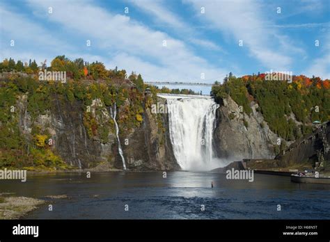 Canada Quebec Quebec City Montmorency Falls At The Mouth Of The