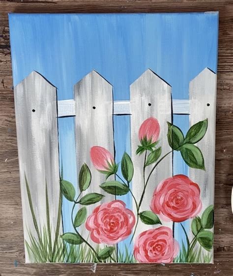Garden Fence Painting Part Two In 2020 Simple Acrylic Paintings