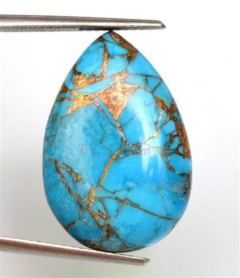 Natural Certified Arizona Blue Copper Turquoise Pear Cabochon Etsy