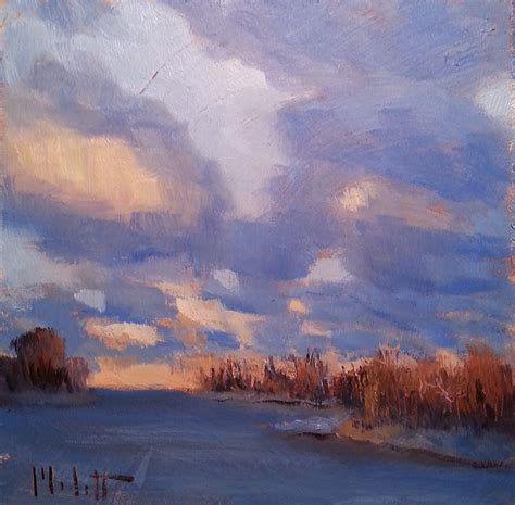 Painting Daily Heidi Malott Original Art Winter Sunset On The Lake