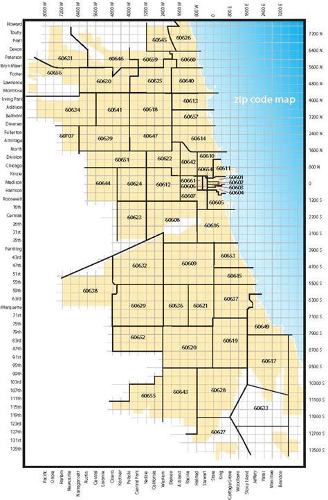 Chicago Zip Code Map Map Of Chicago Zip Codes United States Of America