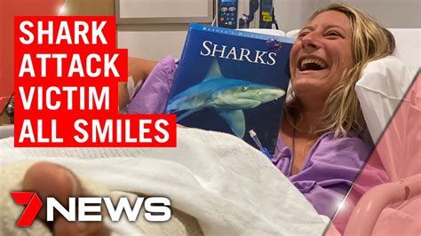 queensland shark attack victim all smiles as she recovers from injuries 7news youtube