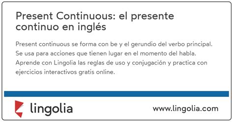 Present Continuous El Presente Continuo En Inglés