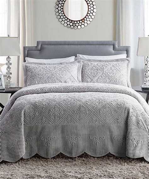 Vcny Home Gray Westland Quilted Plush Bedspread Set Bed Spreads