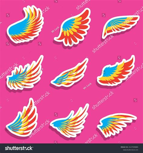 angel wings set colorful cartoon angel stock vector royalty free 2127599885 shutterstock