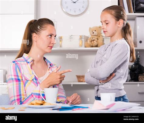 Young Mother Scolding Her Daughter Stock Photo Alamy