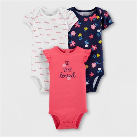 Baby Girls 3pk Bodysuits Just One You Made By Carters Navywhite