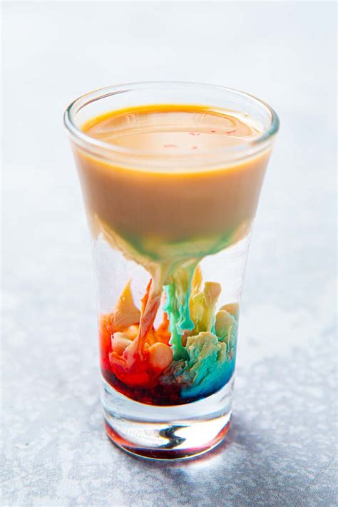 I went for weird cocktails (i actually googled that) and chose the alien brain hemorrhage link i'm not too sure about the taste of the actual drink but the look is almost hypnotic. Alien Brain Hemorrhage - A Halloween Shot | Greedy Gourmet