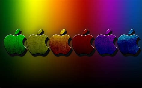 Six Multicolored Apple Logos Hd Wallpaper Wallpaper Flare
