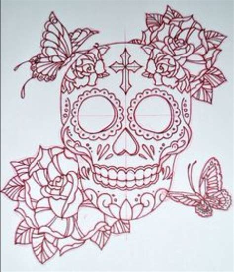 Roses Butterflies Sugar Skull Tattoos Skull Coloring Pages Skull Design