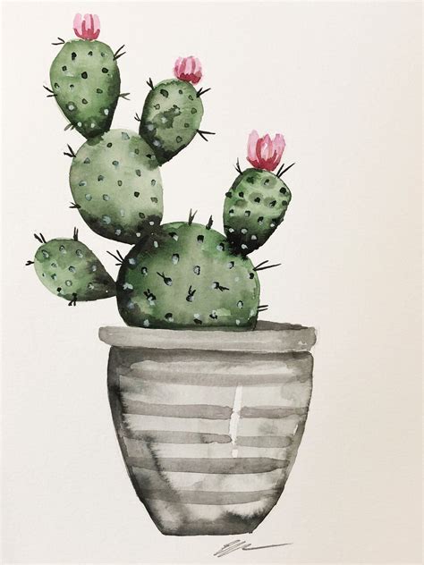 Watercolor Art And Collectibles Unique Cactus Watercolor Pe