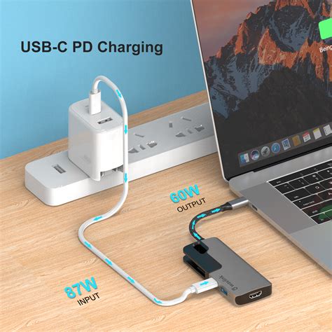 Wavlink Usb C Hub Pd 6 In 1 Usb C Adapter With 87w Laptop Power