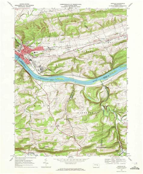 1969 Danville Pa Pennsylvania Usgs Topographic Map Historic Pictoric