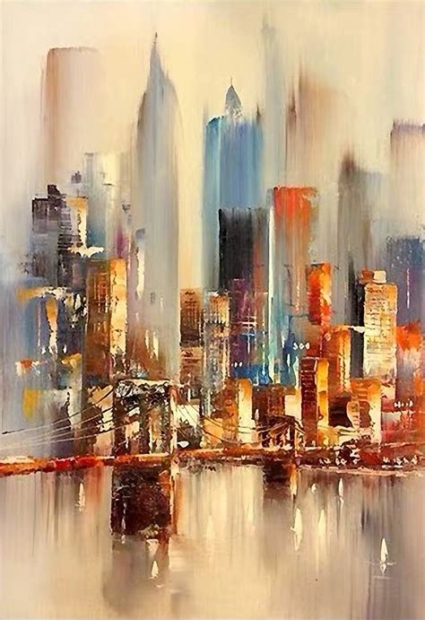 Large Original Abstract City Painting Urban Art Painting Etsy Arte