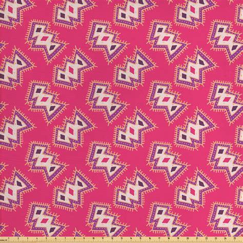 Abstract Fabric By The Yard Repetitive Retro Print Of 90s Style
