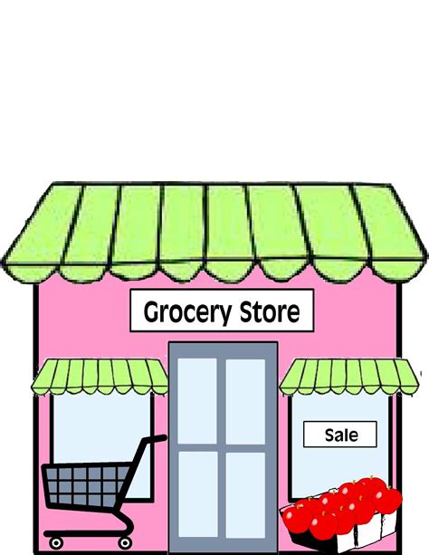 Eight Buildings To Use For Your Own Cartoon Town Party Grocery Clip