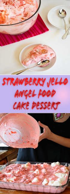 Add 1 tbsp of white granulated sugar to the remaining 1 cup of whipped cream and whip to stiff peaks and refrigerate (this will be your garnish). Strawberry Jello Angel Food Cake Dessert Recipe - # ...
