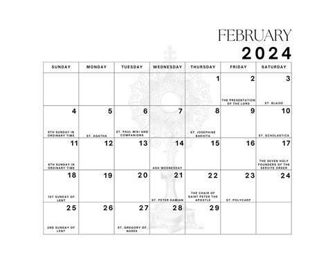 Liturgical Calendar 2024 January December Printable Calendar 12 Month