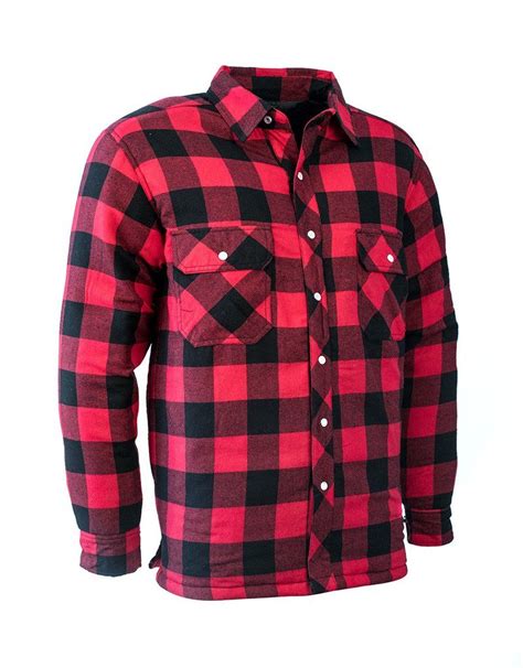Red Buffalo Plaid Quilted Flannel Shirt Hi Vis Safety Lined Flannel Shirt Buffalo Plaid