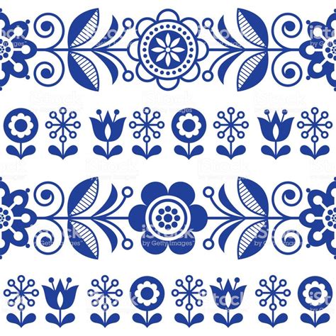 Retro Navy Blue Background With Flowers Inspired By Swedish And