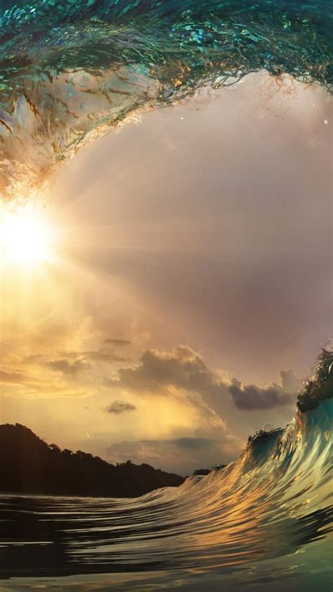 Beautiful Ocean Surfing Wave At Sunset Beach Havelock Island India