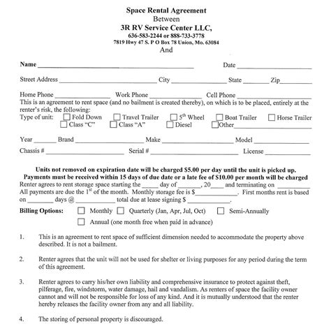 Storage Rental Agreement Template