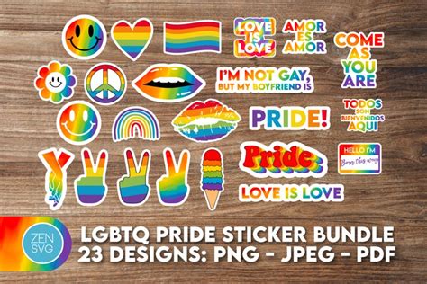 lgbtq pride printable stickers bundle
