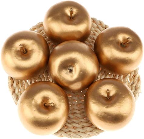 Gresorth 6 Pcs Artificial Gold Apple Fake Apples Fruit Home