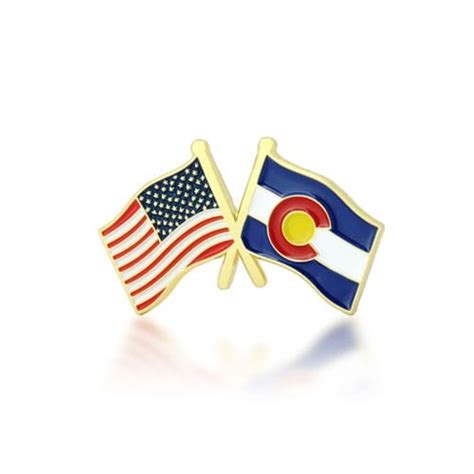 Colorado And Usa Crossed Flag Pins American Flag Lapel Pin