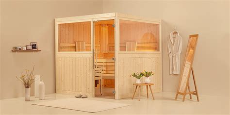 Komfort Massivholz Sauna Mit Ganzglasfront Viliv Saunawerk